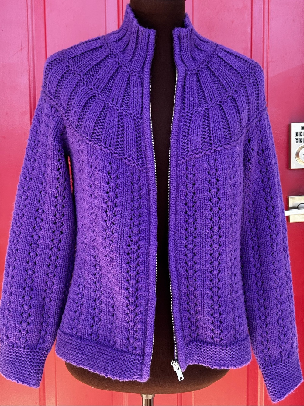 TALBOTS sS zip cardigan-rich royal purple-super soft-looks NEW-slightly cropped